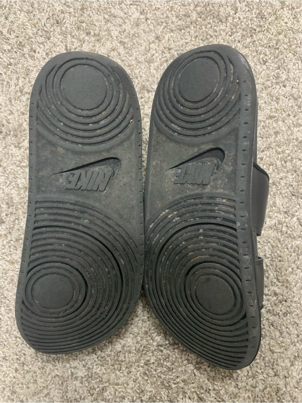 Nike Black Slides with Pale Yellow Swoosh - Picture 2 of 3